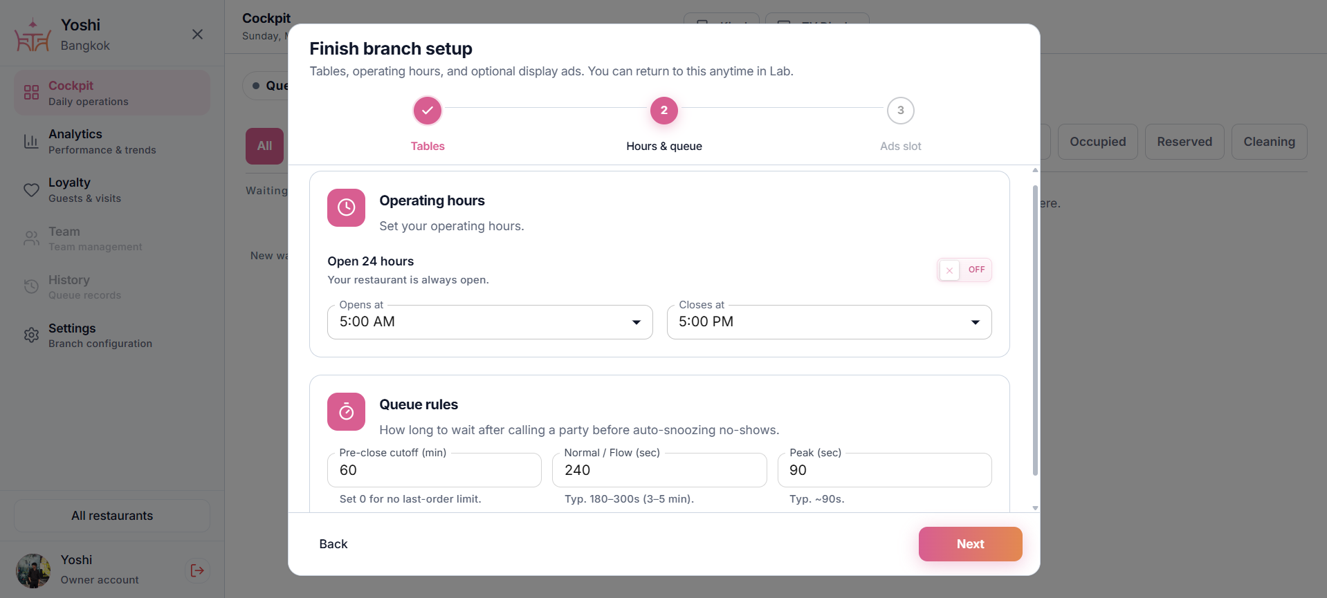 Set the Rules — Hours & Queue Logic